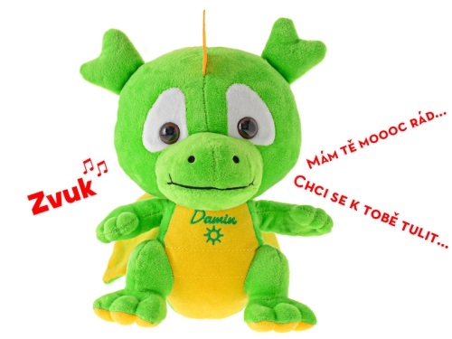 19cm BO "try me" plush Damin dragon w/Czech language & embroidery on chest each in polybag