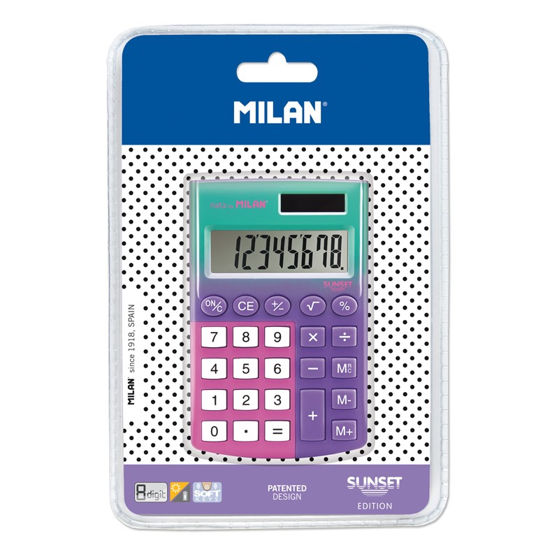 Calculator MILAN pocket 8-digit Sunset pink - blister (1)