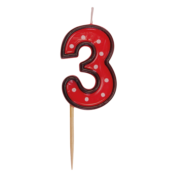 Číslová sviečka na špajli "3" 50mm [1 ks]