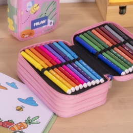 Pencil case MILAN 3-tier/full, Green & Grow special series
