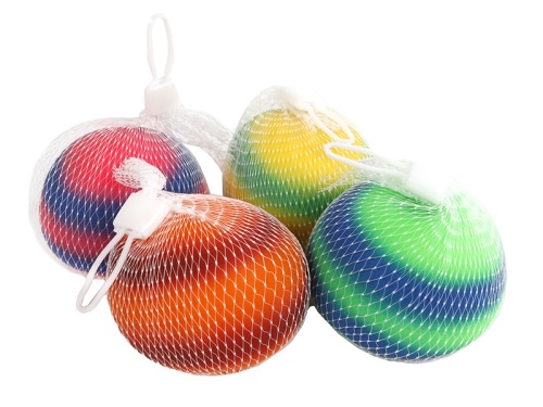 Toys&Trends 4asstd color 7cm rainbow stretch ball in net 12pcs in DBX