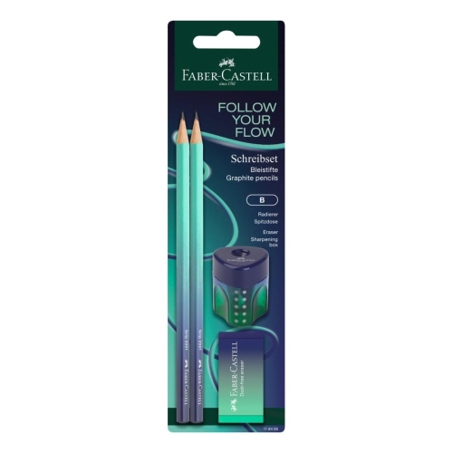 Ceruzka Faber-Castell č. 2 (B) + guma + strúhadlo  xFlow Edition (sada)