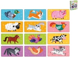 Puzzle detské 10x5cm zvieratká 24dielikov 12obrázkov 18m+ v krabičke