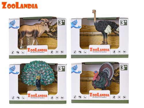 4asstd (ostrich, peacock, turkey, antelope) plastic safari animal in OTB