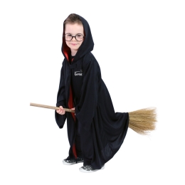 Detský kúzelnícky plášť s kapucňou s kravatou a okuliarmi (1)