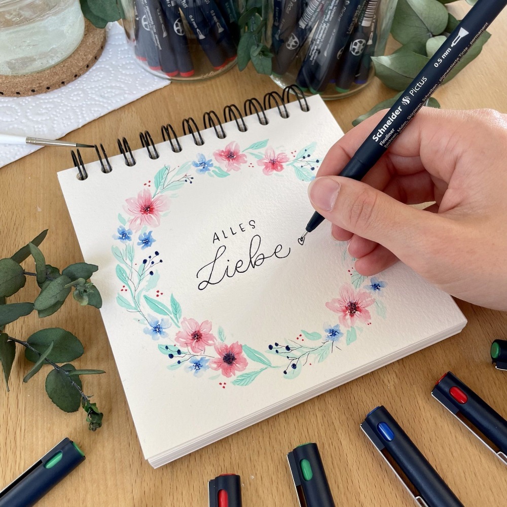 Fineliner Schneider Pictus 0.05  - modrá náplň