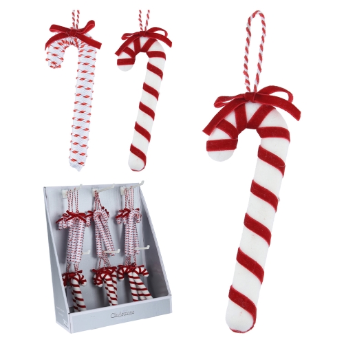 CANDY CANE 15CM RED WHITE 2ASS