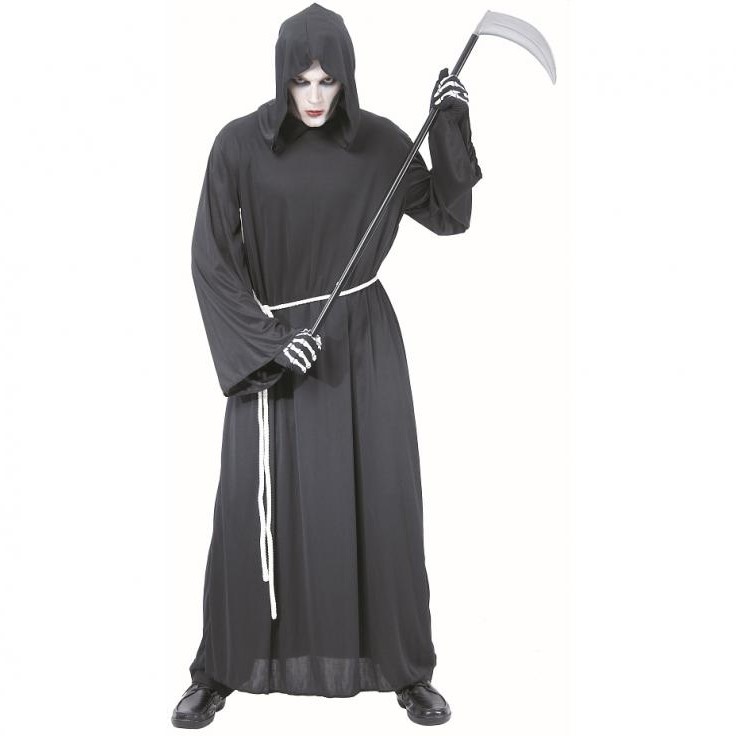 Kostým pre dospelých Grim Reaper (rúcho s kapucňou, opasok), univerzálna veľkosť