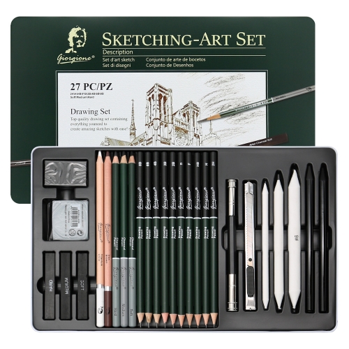 Sketching and drawing set (27 pcs) in tin box (2)