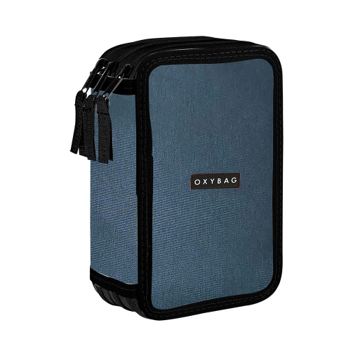 3-tier pencil case, empty UNICOLOR - Blue
