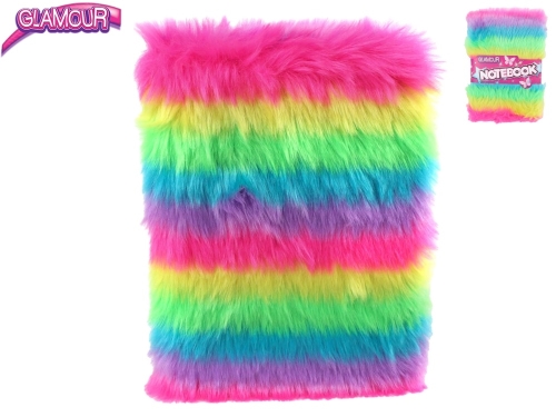 Glamour 15,5x2,5x21,5cm plush 80pages multi color notebook 12pcs in DBX