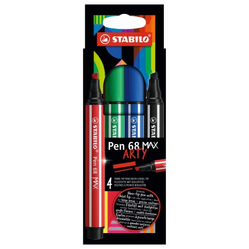 Fix vláknový STABILO Pen 68 MAX ARTY - sada 4 ks