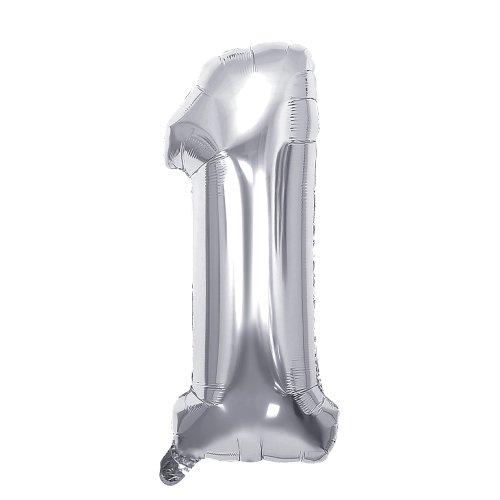 Balón narodeninový, strieborný 40" (100 cm) číslo 1