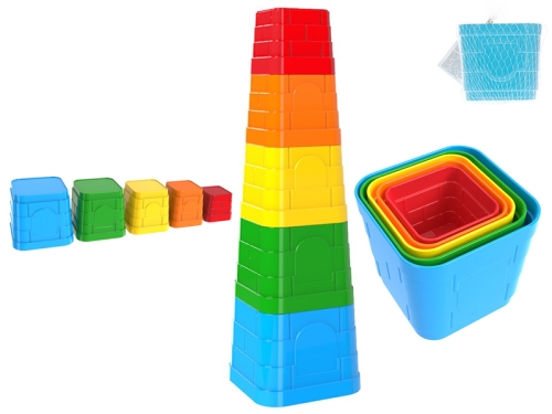 5pcs of plastic shape stacked block 12m+ in net