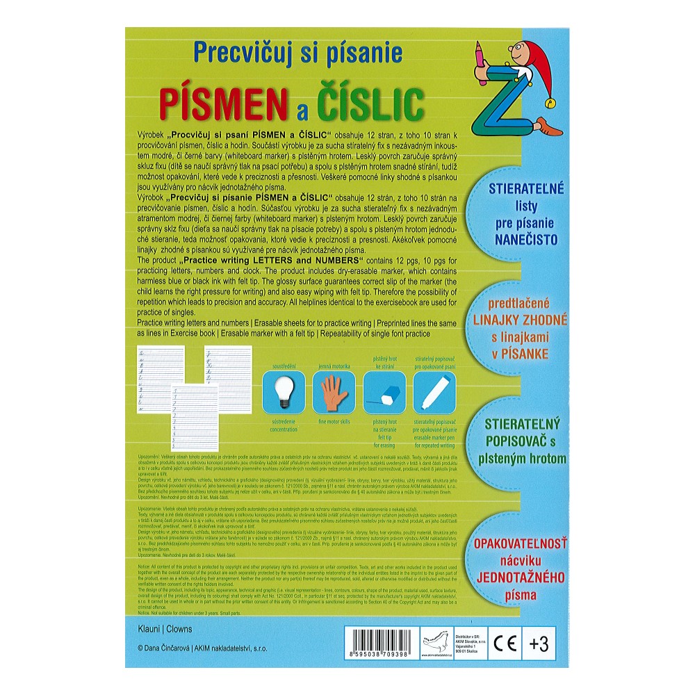 Precvičuj si písanie písmen a číslic - Klaun
