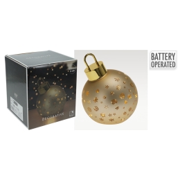 Christmas ball with LED light 15 cm - champagne gold matt