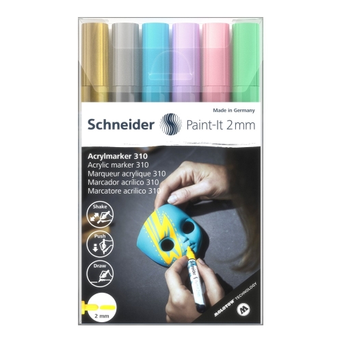 Popisovač Schneider Paint-It 310 Acrylic Marker 2mm (sada 6 ks)