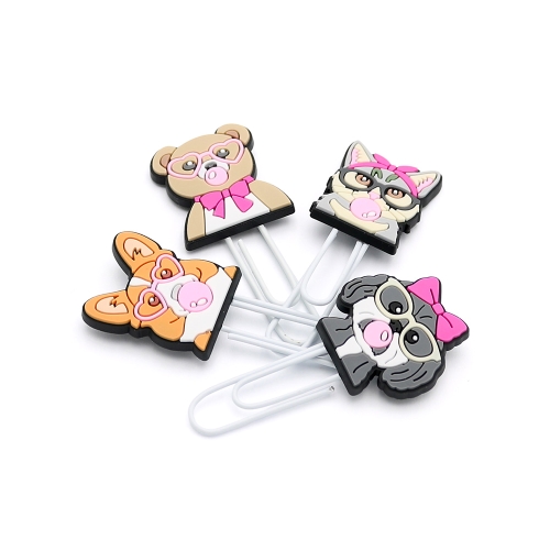 Ozdobná spona /záložka Animals with glasses 7 cm (sada 4 ks) (1)