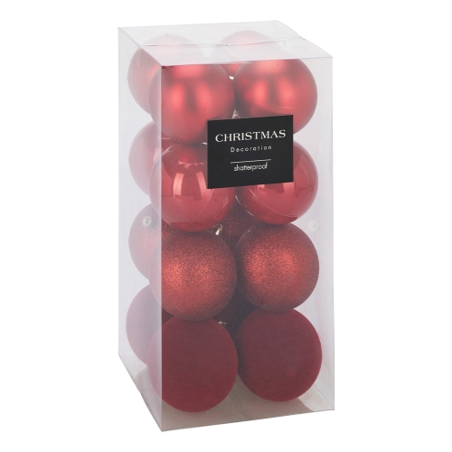Christmas balls - PP red 80 mm, set of 16