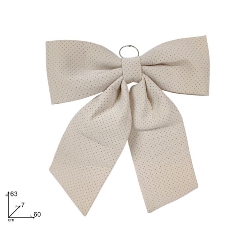 60x63 cm Christmas bow with a velvet-like finish, for hanging, white