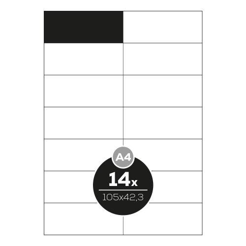 Top Stick labels A4/100 pcs, 105x42.3 mm - 14 labels, white
