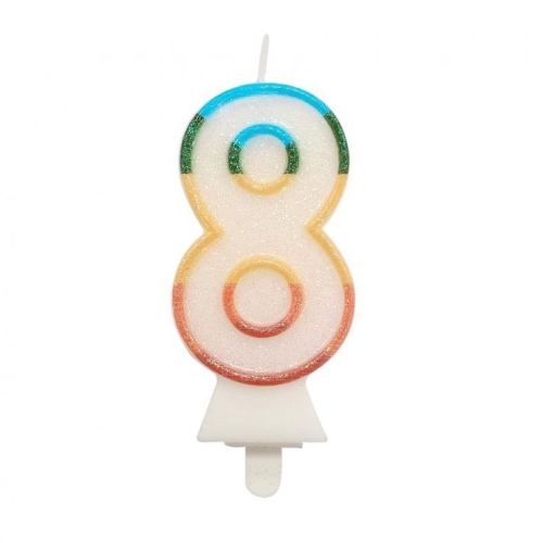 Sviečka tortová - číslica, Bio glitter 8,5 cm