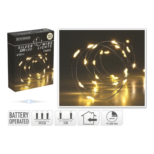 SILVER WIRE 100LED WARM WHITE