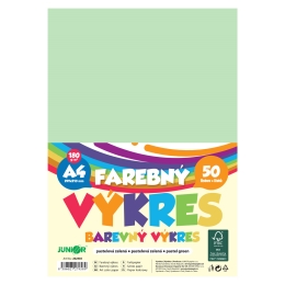 Farebný výkres A4 180g/m2, bal/50 ks - pastelová zelená