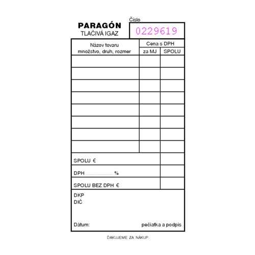 Paragonový blok A6, samaprepis, 100 listov (68)