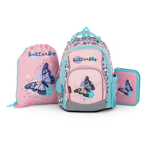 School backpack (3-piece set) OXY GO - Butterfly