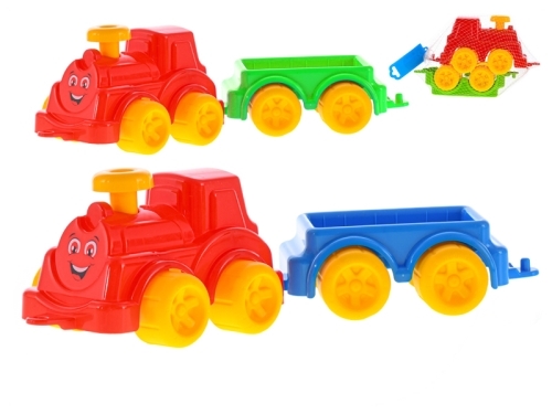 2asstd color (green, blue) 23,5cm plastic locomotive with wagon 12m+ in net