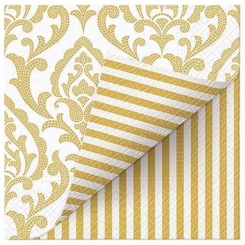 Obrúsky PAW L 33x33cm Double Design Portuguese Tiles Stripe (gold)