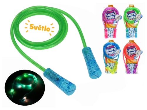 4asstd color (red,green,blue,violet) 210cm Sun Fun BO skipping rope with LED light on TOC