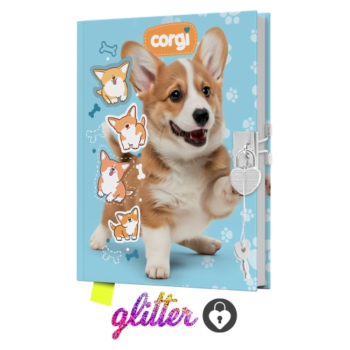 JUNIOR memorial 14x18 cm, 80 sheets, clear with lock - Corgi
