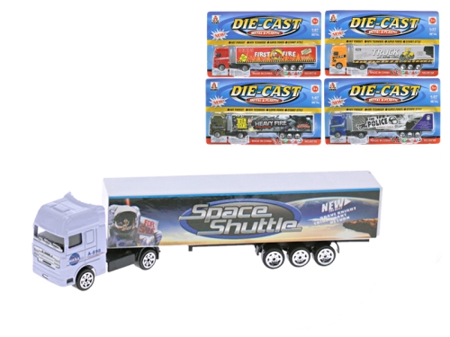 5asstd (red,green,blue,yellow,white) 20cm 1:87 die cast free wheel container truck on BC