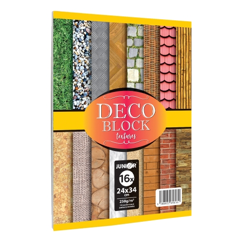 Block of decorative paper - drawing DECO BLOCK B4 24x34 cm, 250g (16 pcs) mix of 16 patter