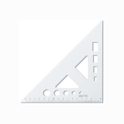 Triangle KOH-I-NOOR transparent with ruler and template, 16 cm