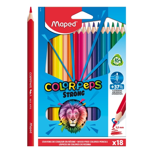 Pastelky trojhranné MAPED "COLOR'PEPS STRONG" sada 18 ks