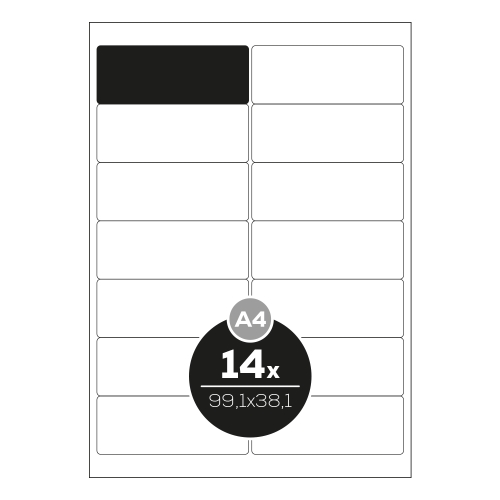 Etikety Top Stick A4/100 ks, 99,1x38,1 mm - 14 etikiet, biele