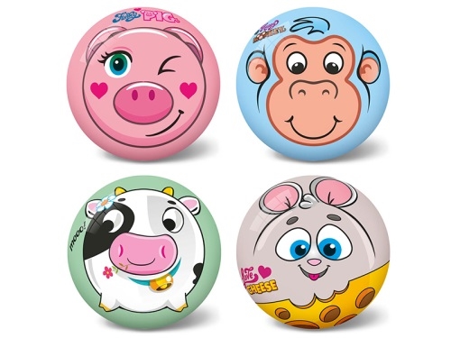 4asstd (pig, monkey, cow, mouse) 23cm diameter PVC full printed deflated ball animals 10m+