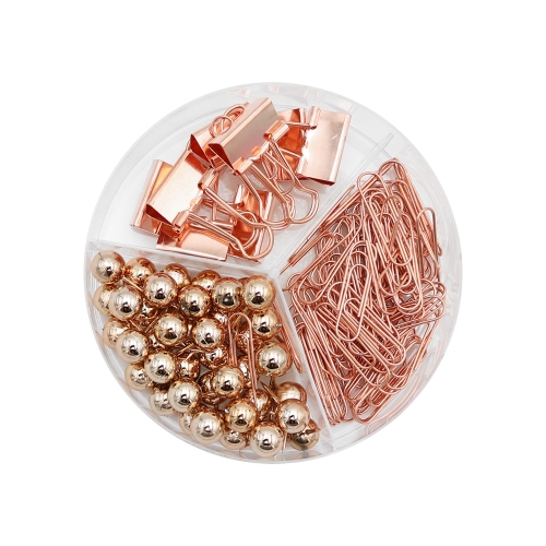 Office set 3in1 paper clips/binder clip/spony - copper color