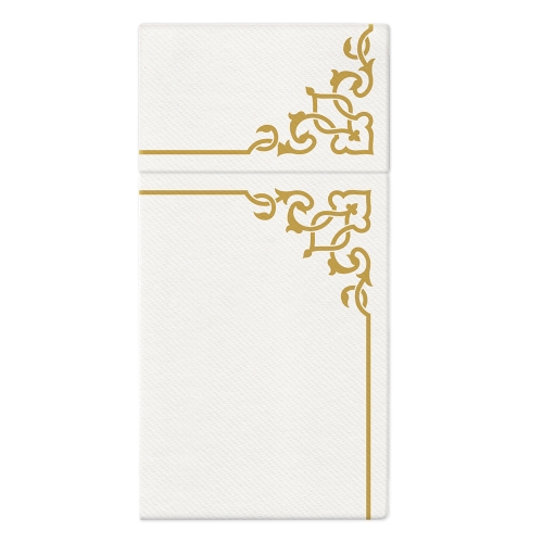 Cutlery bags PAW AIRLAID 40x40 cm Elegant Frame Gold, 25 pcs/pack