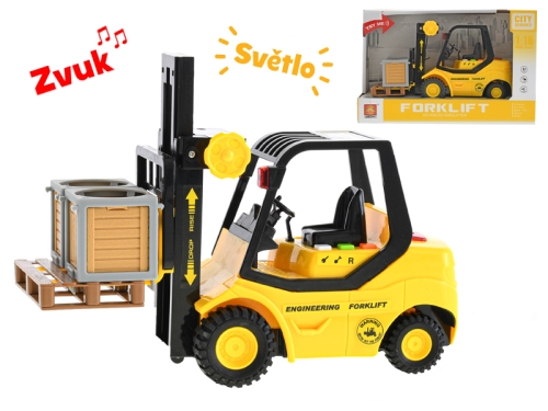 23cm BO "try me" plastic friction powered forklift w/light & sound in OTB