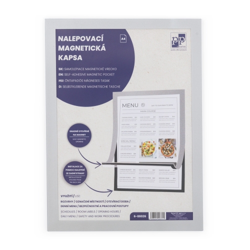 Adhesive magnetic pouch A4 - silver