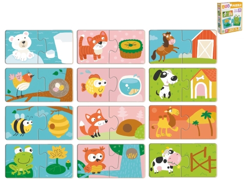 24pcs of 12 design 10x5cm Where do animals live? puzzle 18m+ in PBX