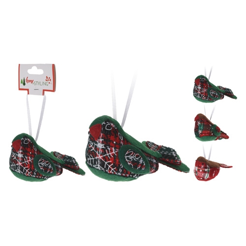 Vianočná ozdoba - PS vtáčik 12 cm, mix/1ks