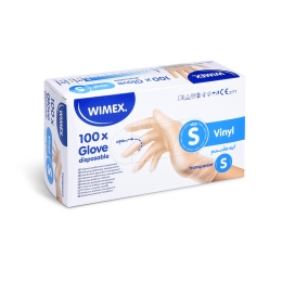 Rukavice vinylové biele, púdrované  S 100 ks (1)