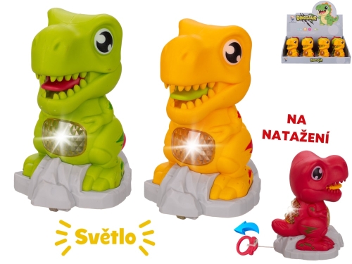 3asstd color (yellow,green,red) 11cm BO "try me" plastic pull'n'go dinosaur w/light 12pcs