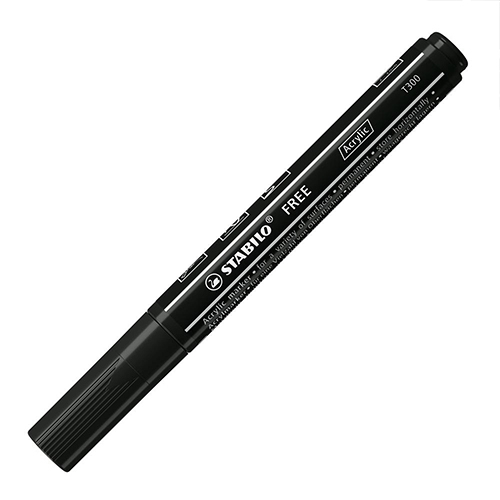 Acrylic marker STABILO FREE Acrylic T300 Round tip 2-3 mm - black