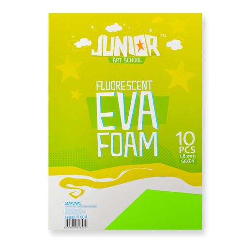 Dekoračná pena A4 EVA Fluo zelená 2,0 mm, sada 10 ks
